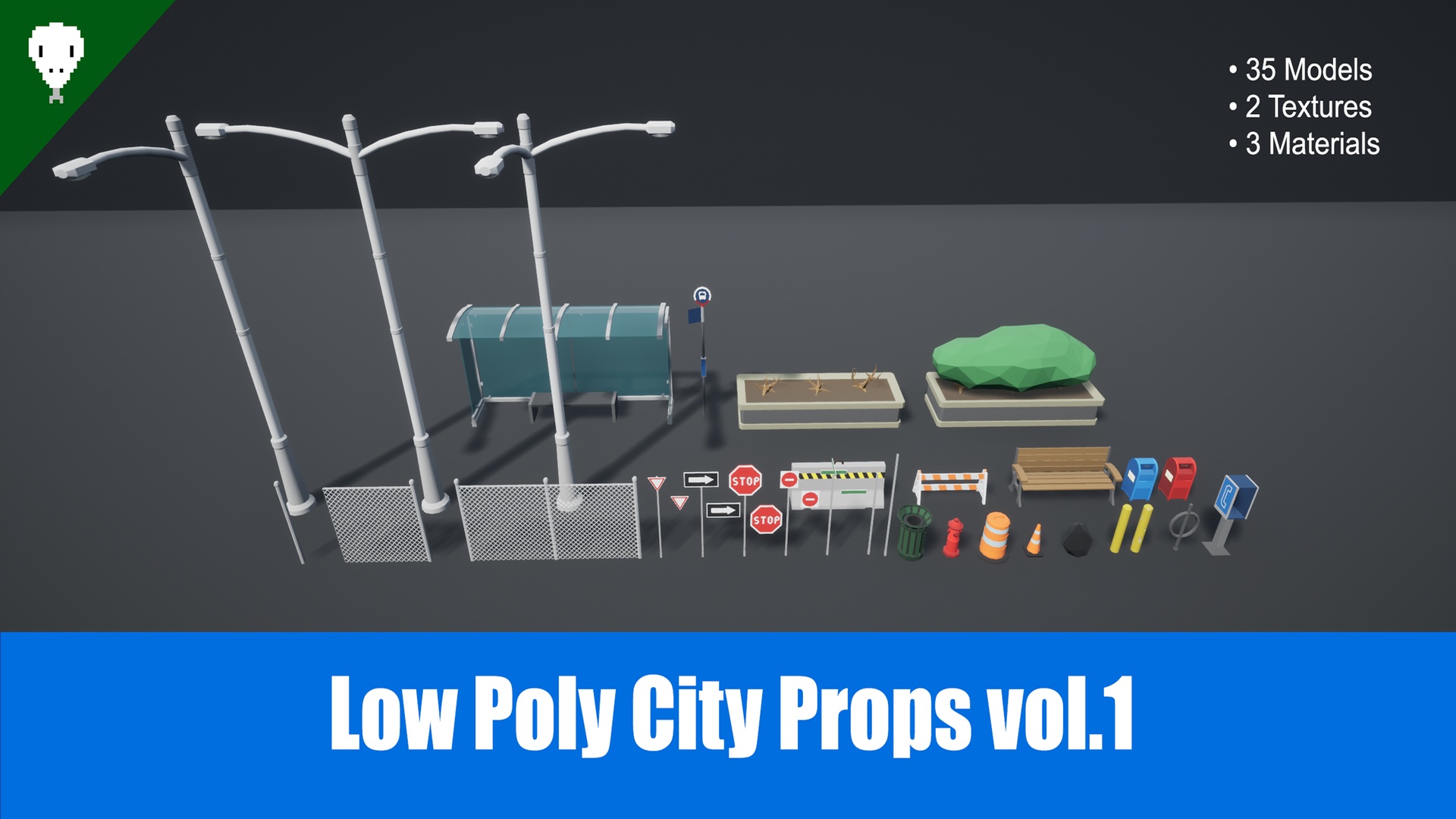 Low Poly City Props Pack vol. 1 | Fab