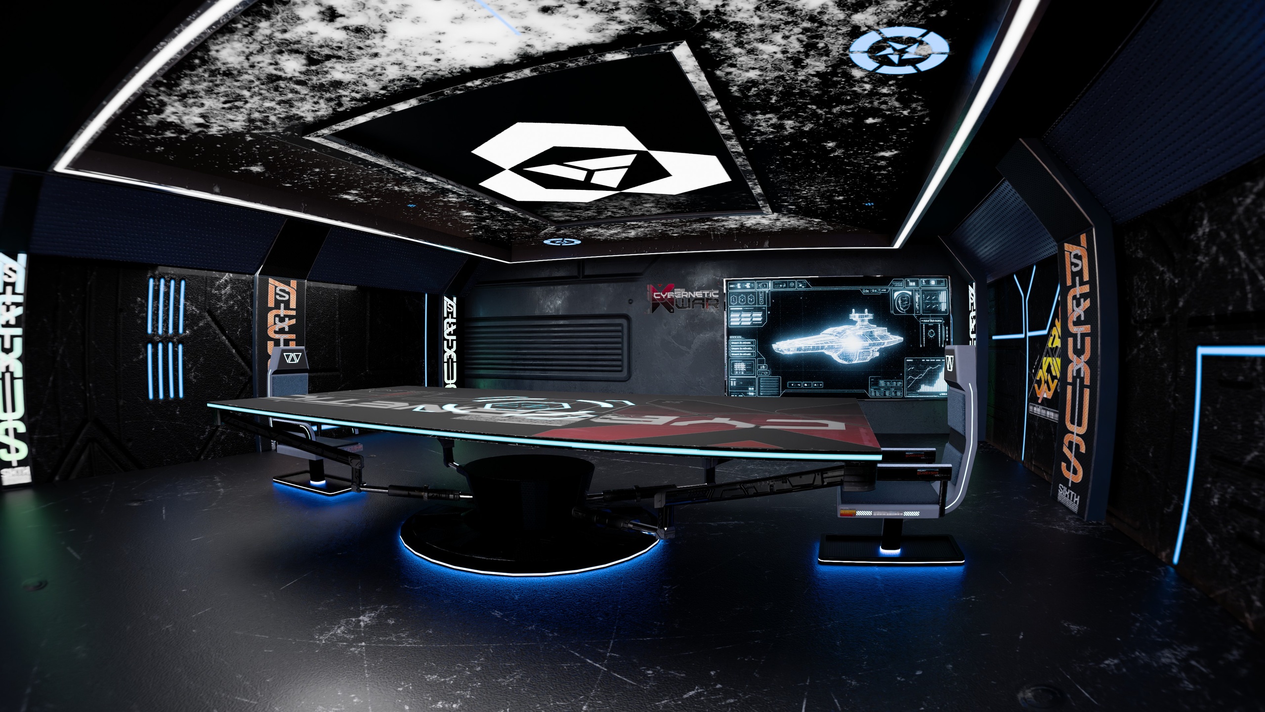 Media 1 for listing Sci-Fi Cybernetic Command Center Futuristic Holographic Briefing