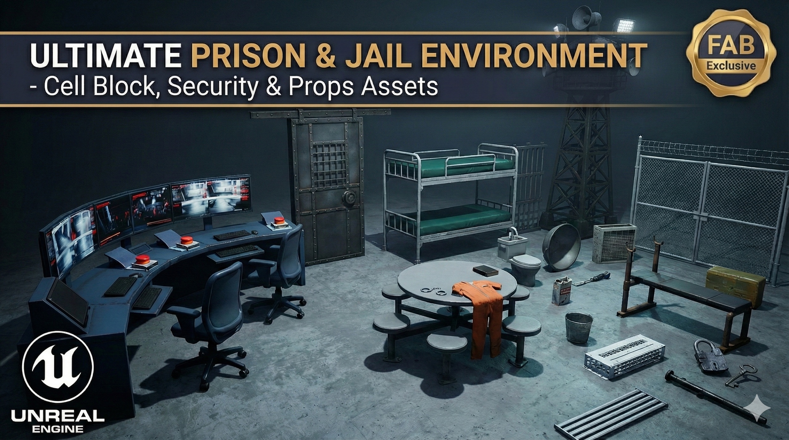 Ultimate Prison & Jail Environment - Cell Block, Security & Props | Fab