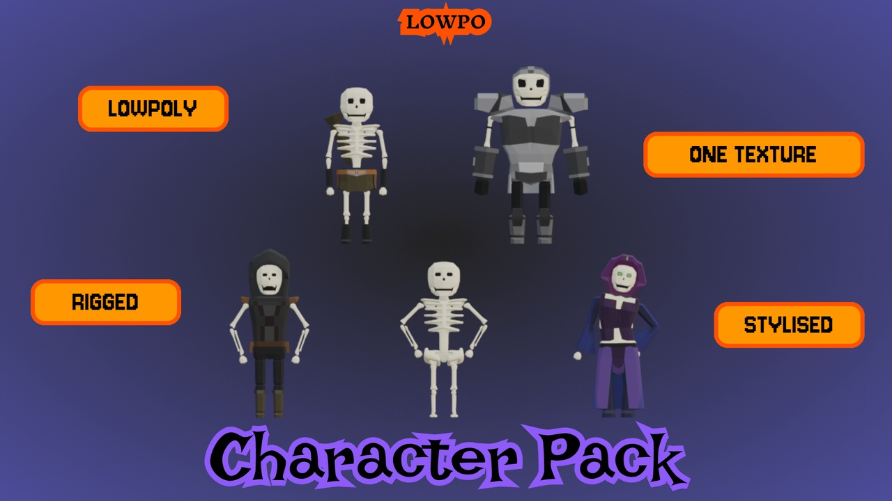 Media 1 for listing LOWPO: Skeleton Army – Low Poly Rigged Fantasy Characters Pack