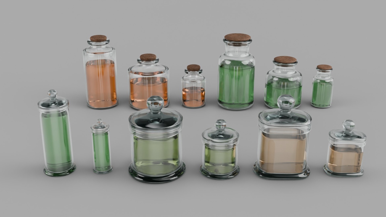 Медиа 1 для объявления Realistic Glass Storage Jars with Liquids