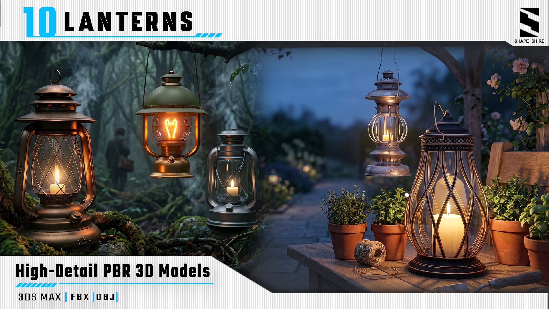 Media 1 for listing Decorative Lanterns Vol. 2 | 10 Vintage Lantern 3D Models