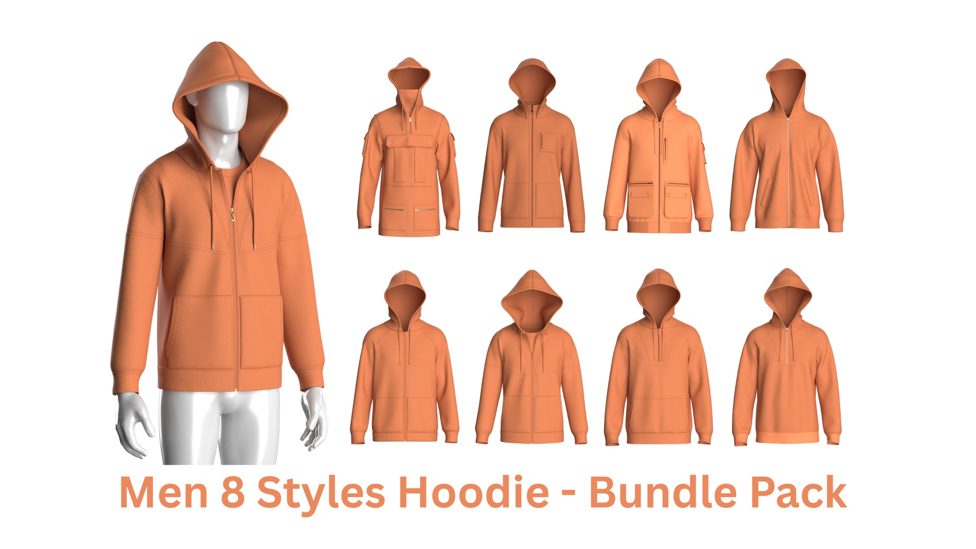 Media 1 for listing Men 8 Styles Hoodie - Bundle Pack | High Poly