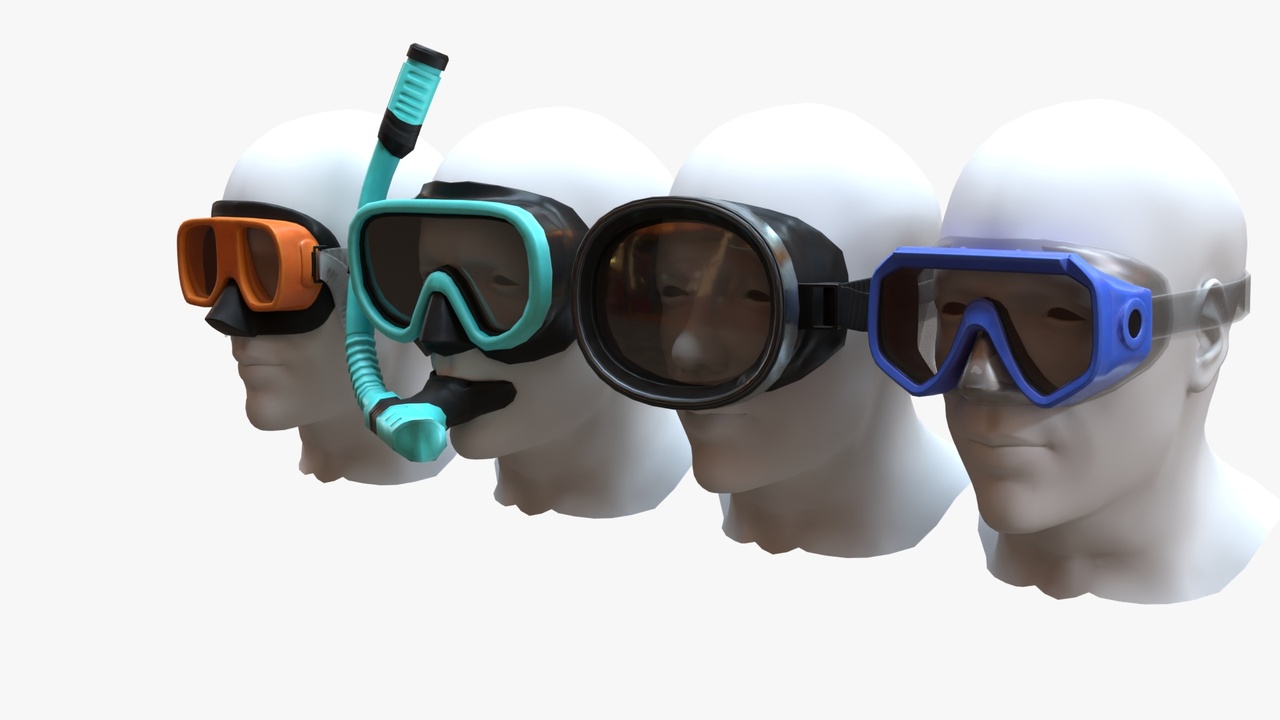 Media 1 for listing 4 Different Snorkel Mask Designs