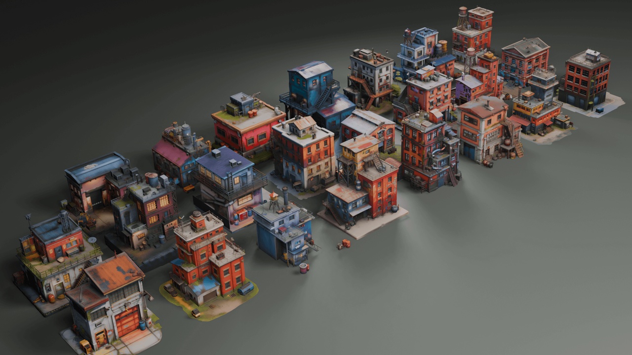 Media 1 for listing Stylized Industrial Architecture Set 8