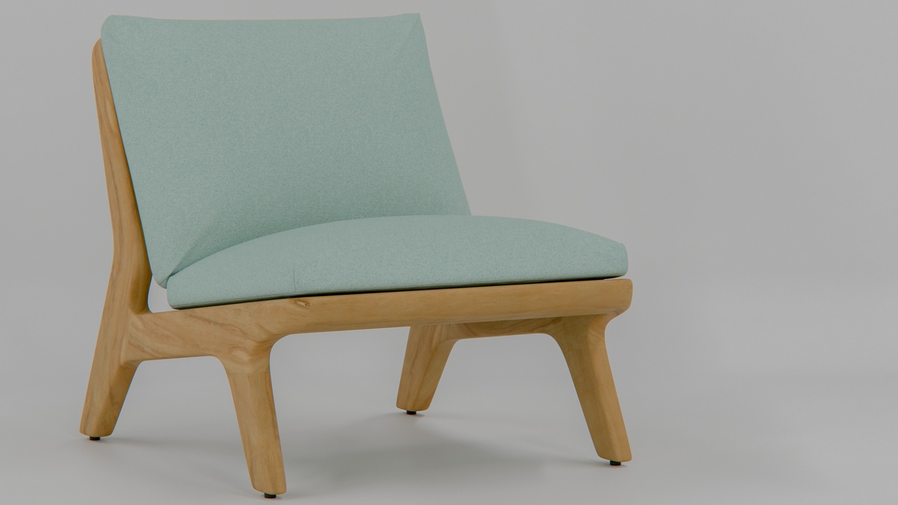 Media 1 for listing Modern Poplar Veneer Lounge Chair with Cotton Cushion