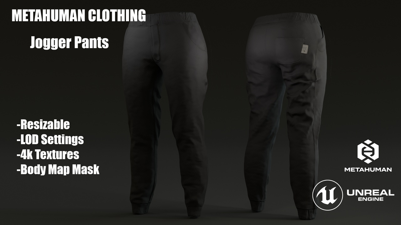 Media 1 for listing Jogger Pants | Resizable MetaHuman Clothing