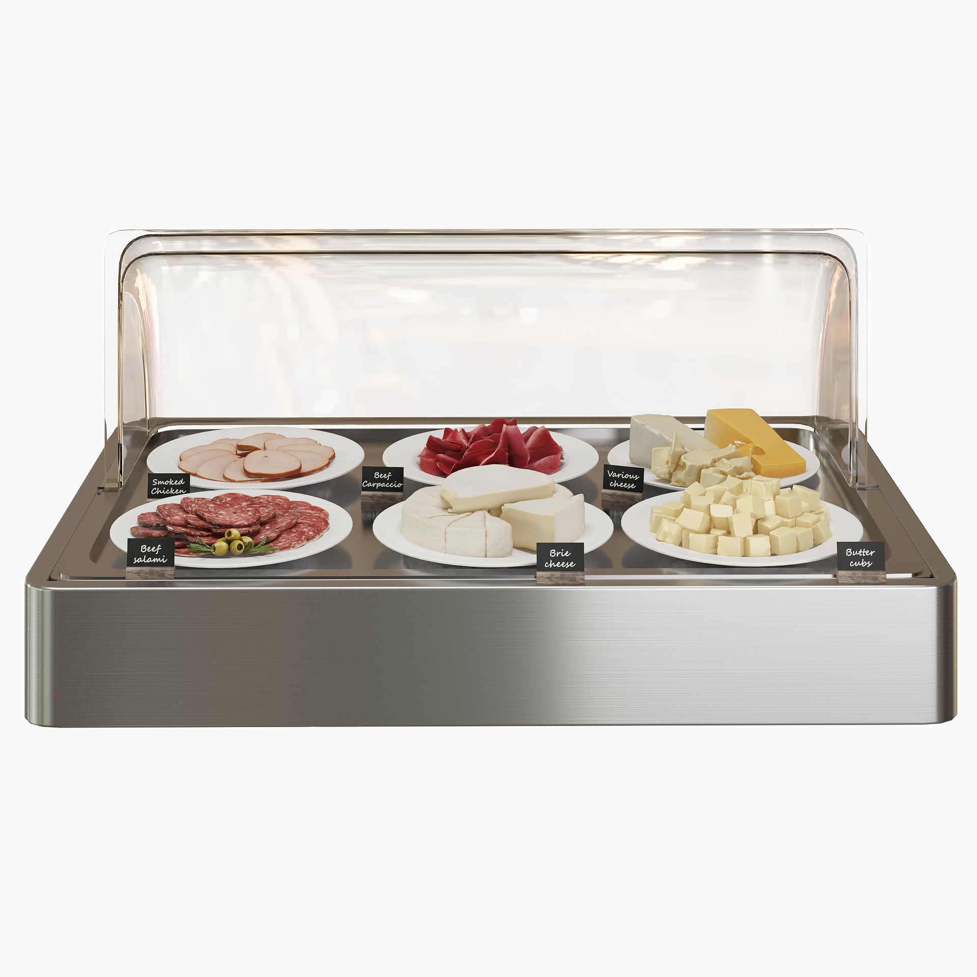 Media 1 for listing Refrigerated Buffet Display with Cold Cuts and Cheese