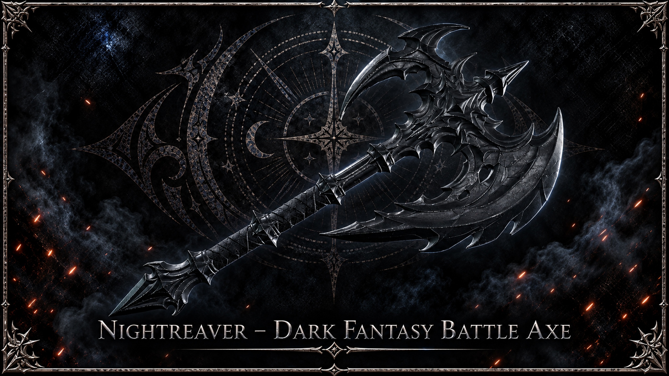 Media 1 for listing Nightreaver – Dark Fantasy Battle Axe