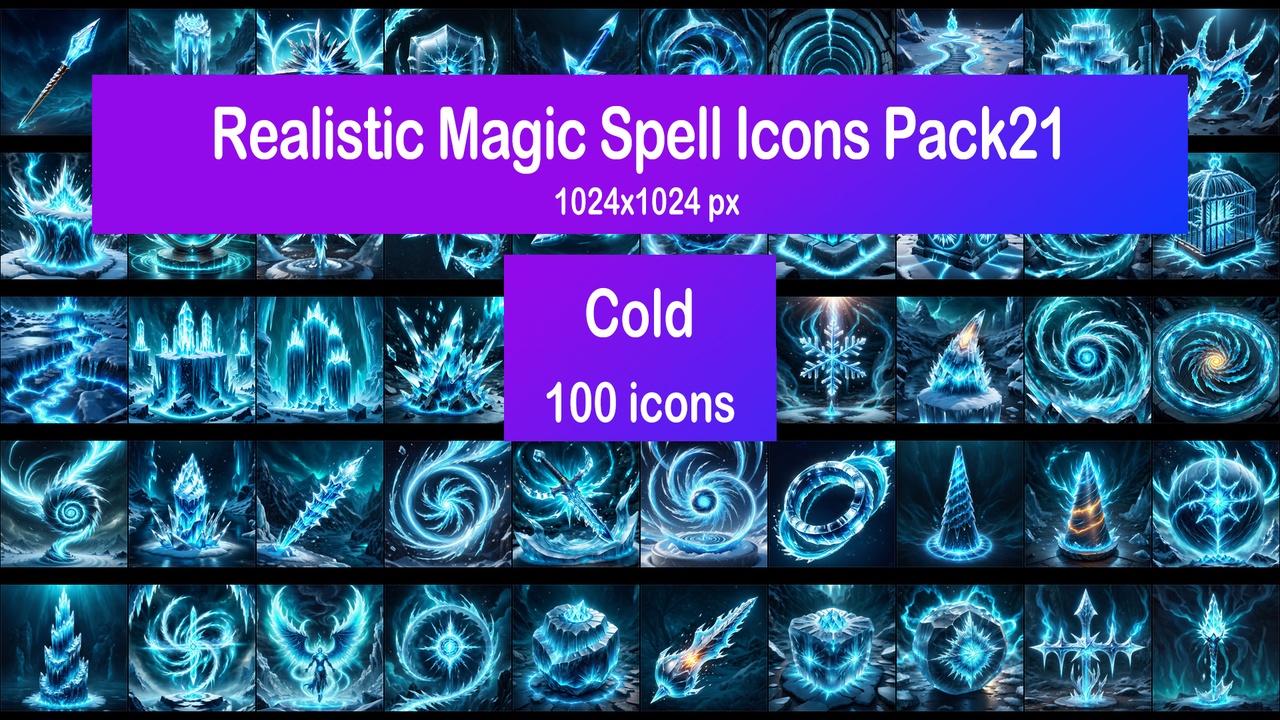 Media 1 for listing Realistic Magic Spell Icons Pack21 - Cold