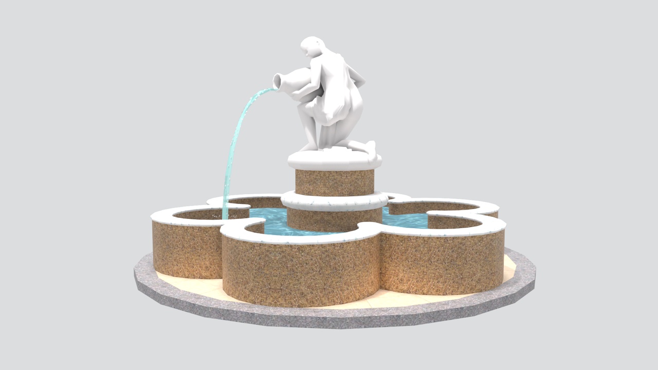 Media 1 for listing Small Garden Water Fountain with Pouring Figure Sculpture 3D Model