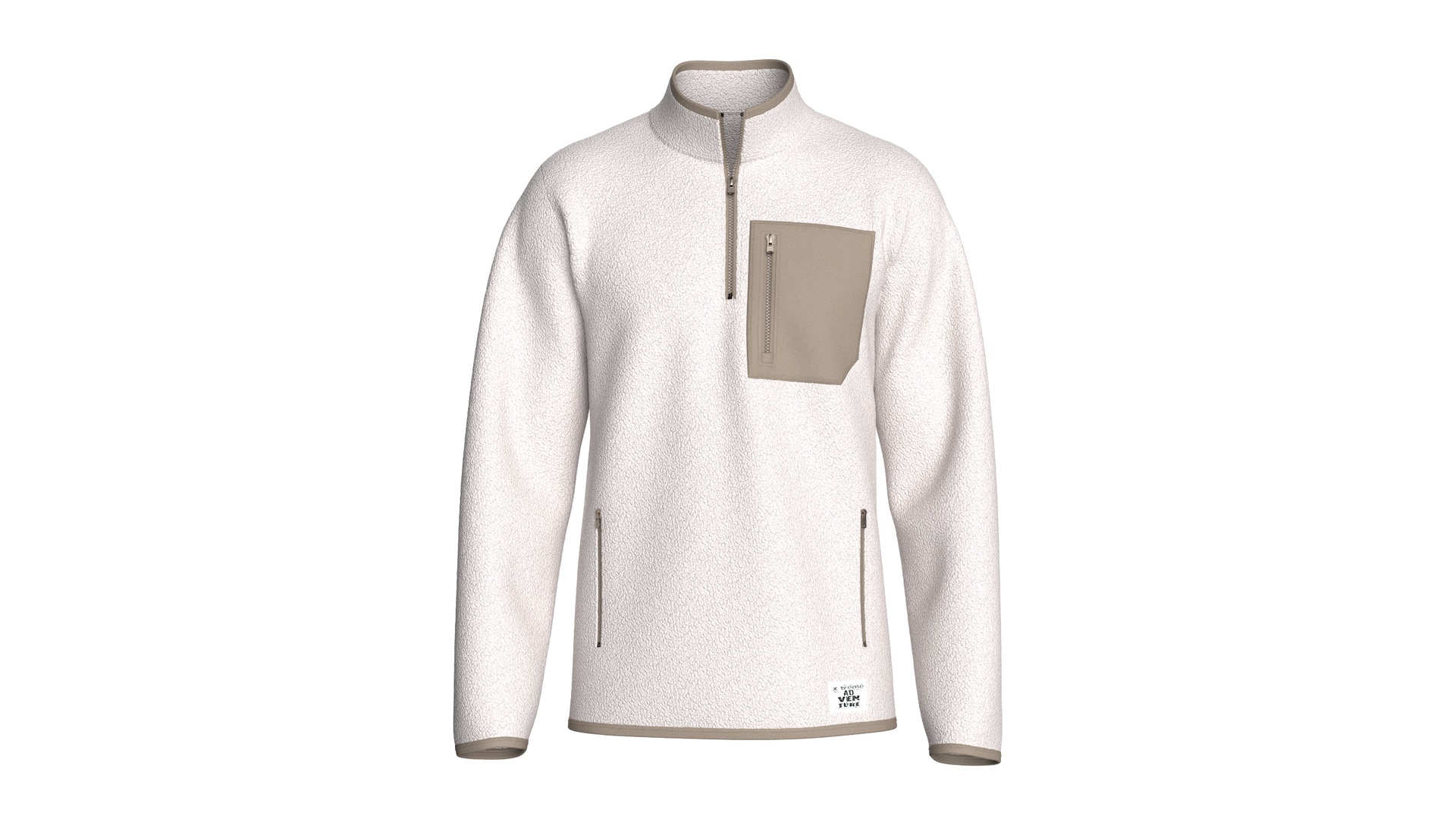 Media 1 for listing Men Half Zip Sherpa Jacket With Patch | High Poly