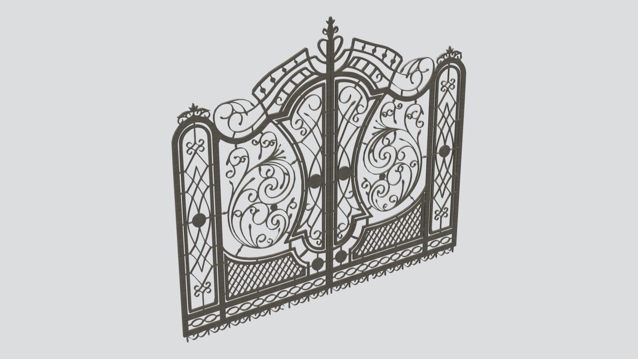 Media 1 for listing Ornate Wrought Iron Gate Panel Screen 3D Model