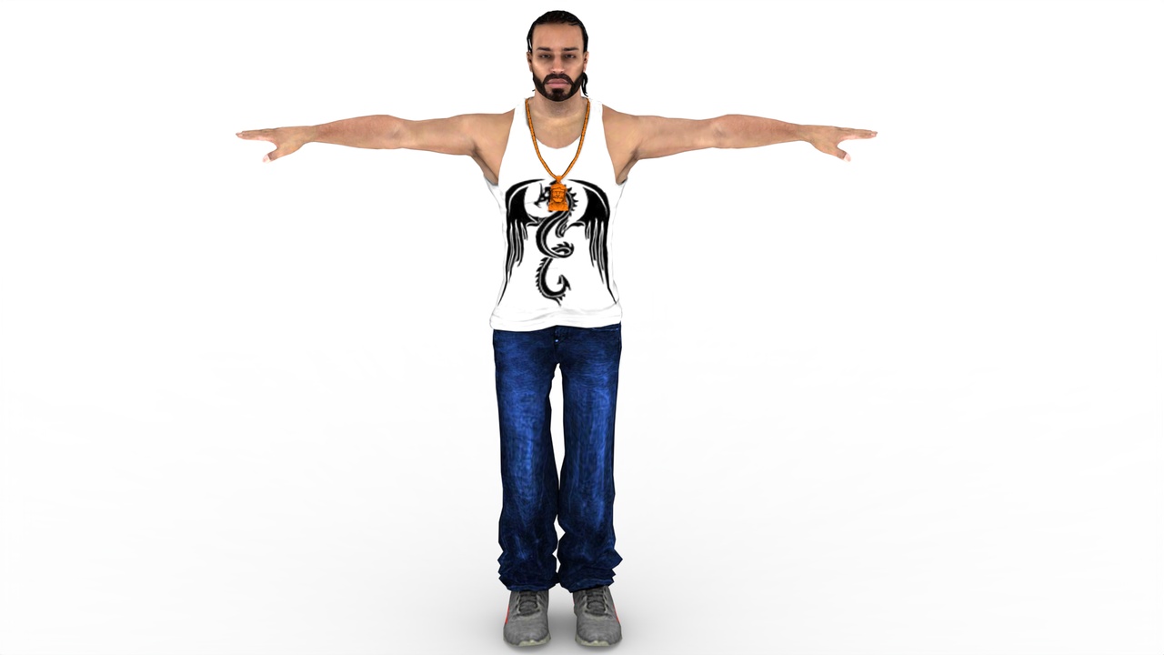 Media 1 for listing Gangster Male Character – Rigged 3D Model | T-Pose