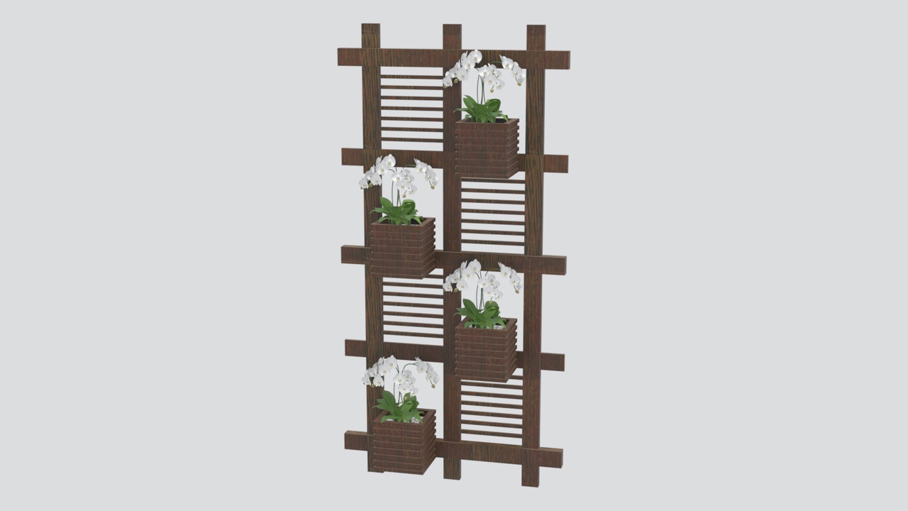 Media 1 for listing Wooden Vertical Garden Trellis with Flower Boxes 3D Model