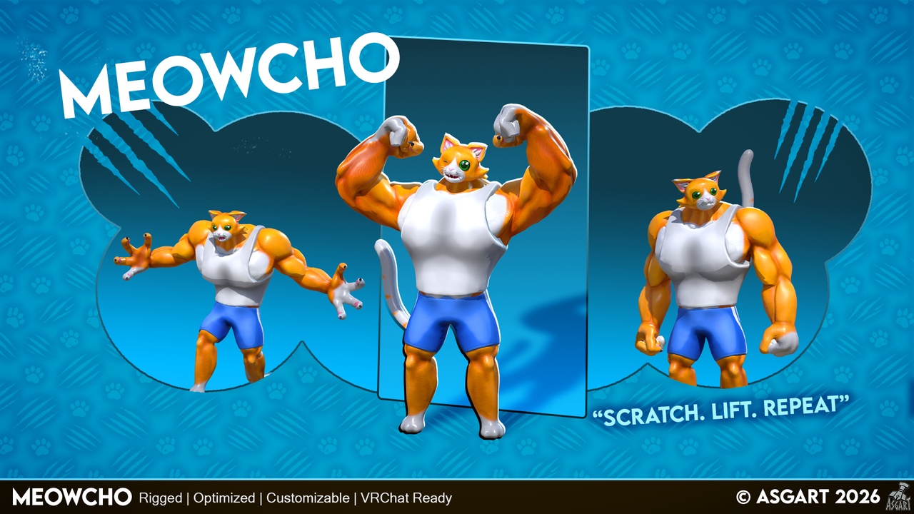 Media 1 for listing 💪🐱Meowcho | 3D Character | VRChat Ready💥