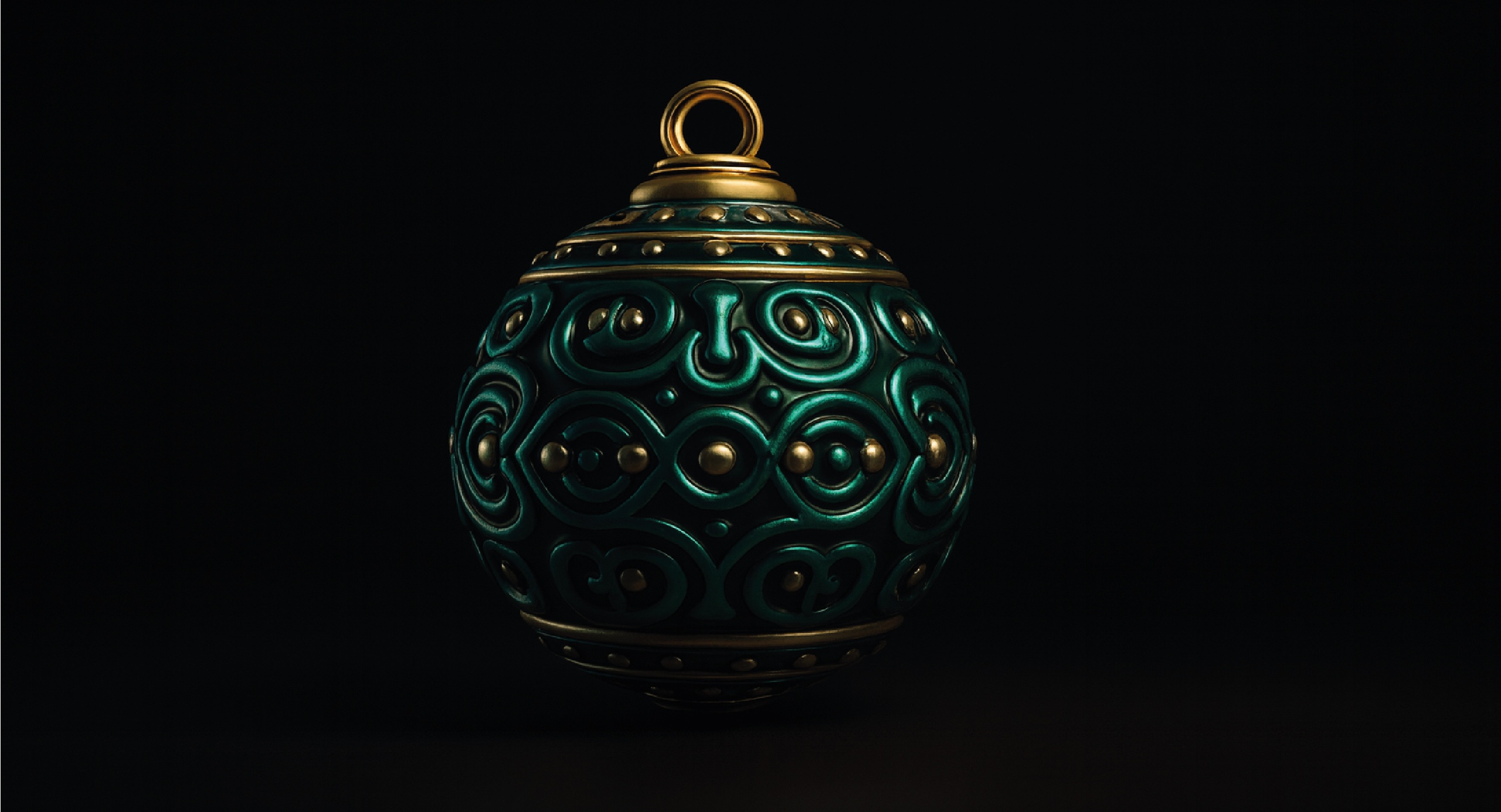 Media 1 for listing Ornate Emerald Holiday Bauble – 3D Decorative Ornament Model