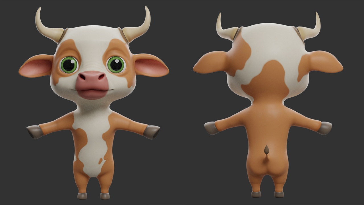 Media 1 for listing Cow / Cattle Cartoon - Topology + UV Map