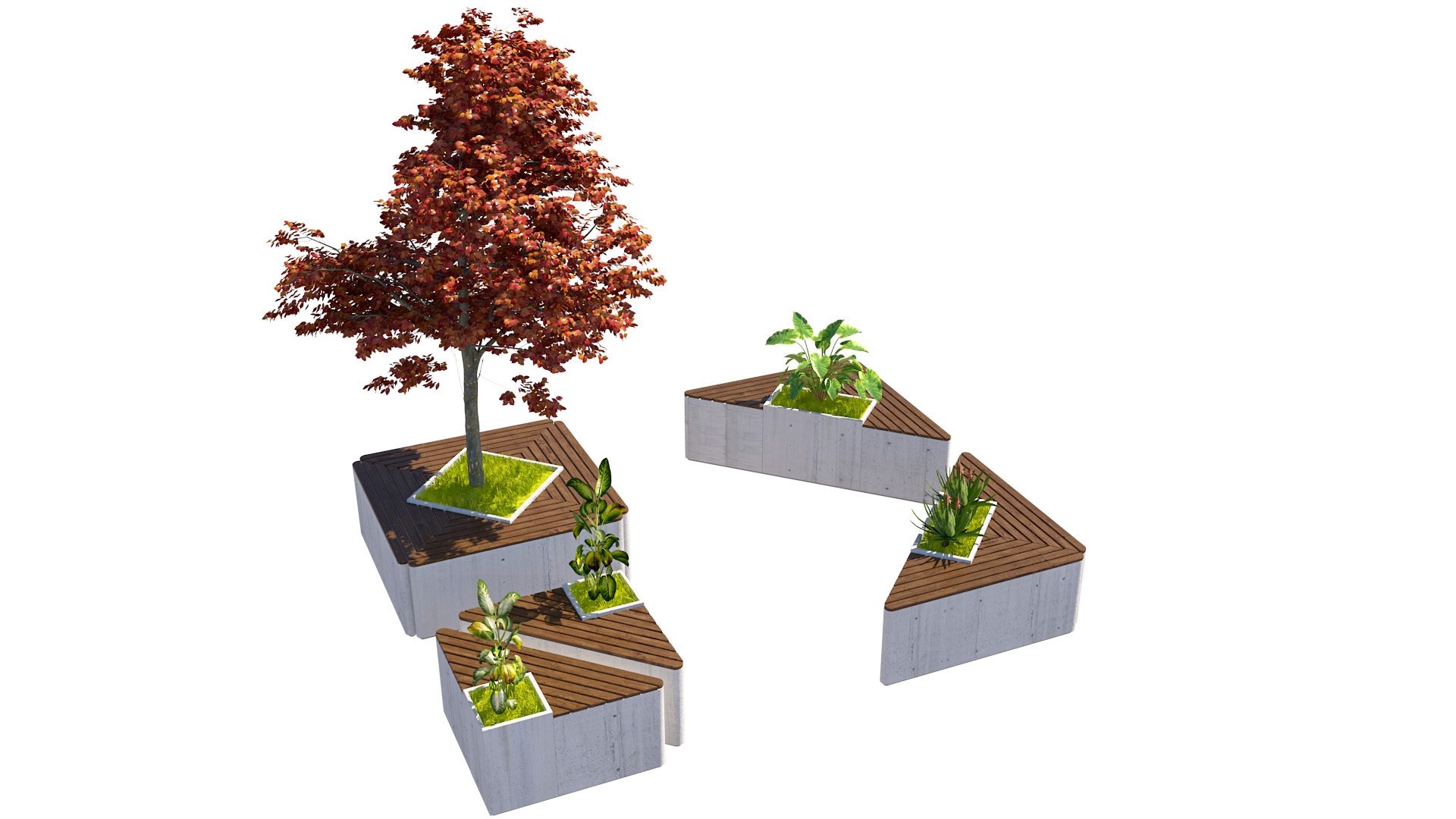 Triangular Modular Planters Modular Triangular Bench Planter 3D Model | Fab