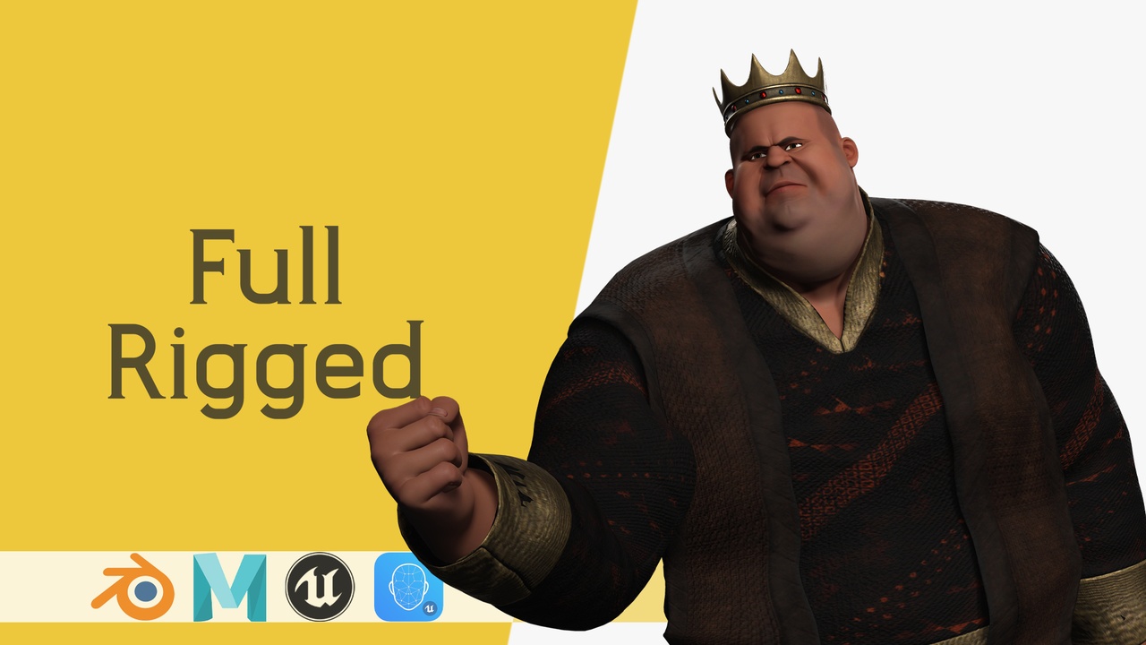 商品 Medieval Royal Rigged Stylized 3D King Character 的媒体 1