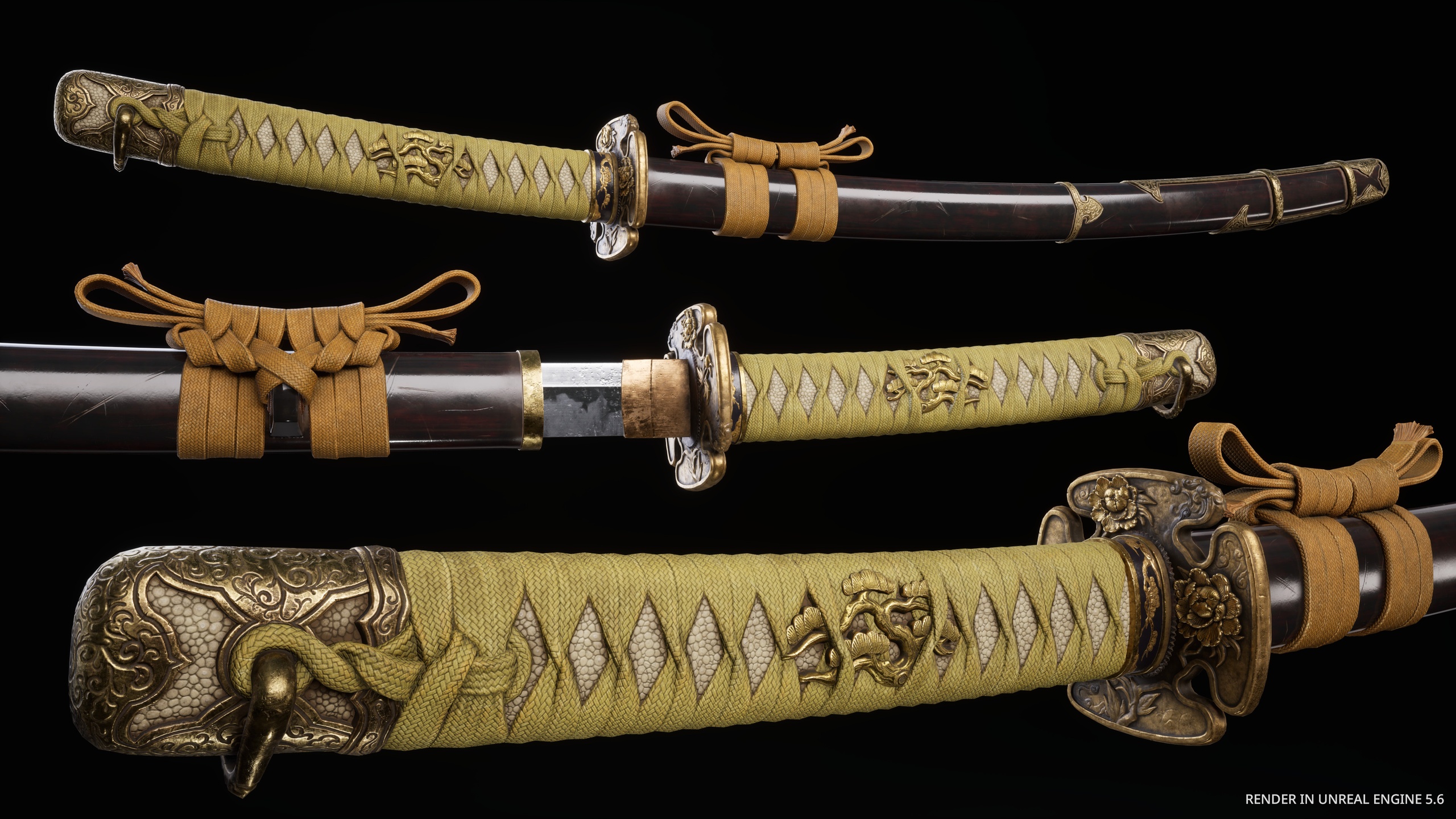 Katana Samurai Sword Modular Pack Peony Flower