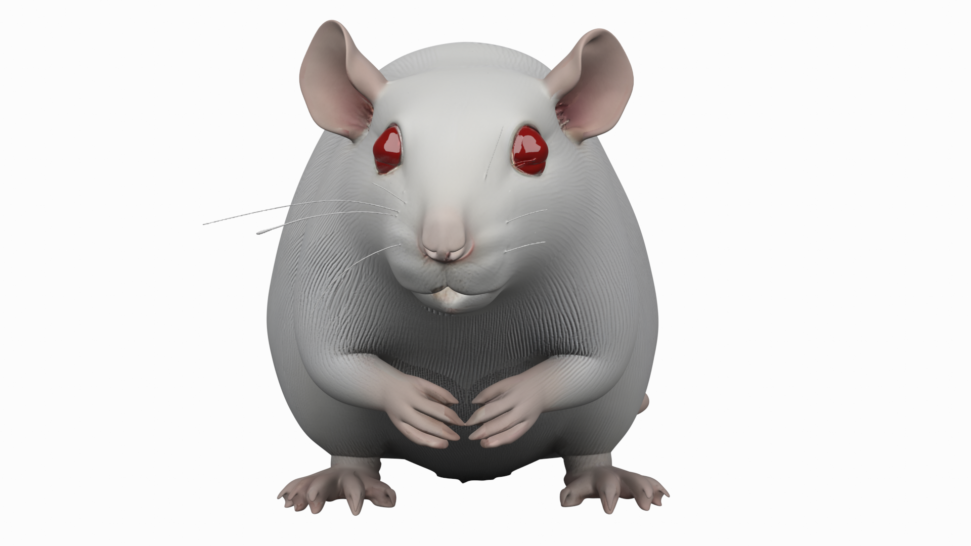 Detailed 3D White Lab Rat Model with Pink Tail and Red Eyes | Fab