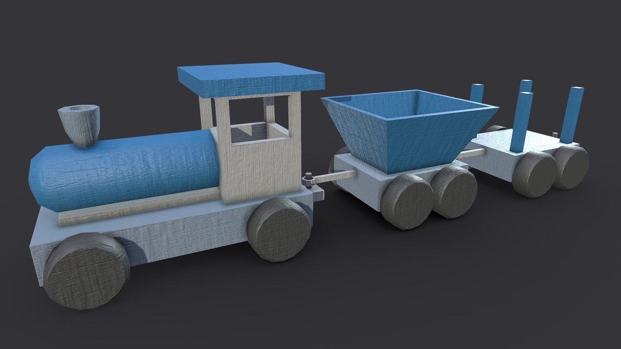 Media 1 for listing Blue Wooden Toy Train