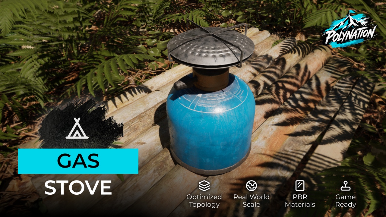 Media 1 for listing Gas stove with Fire Particle Effect - Game Ready PBR
