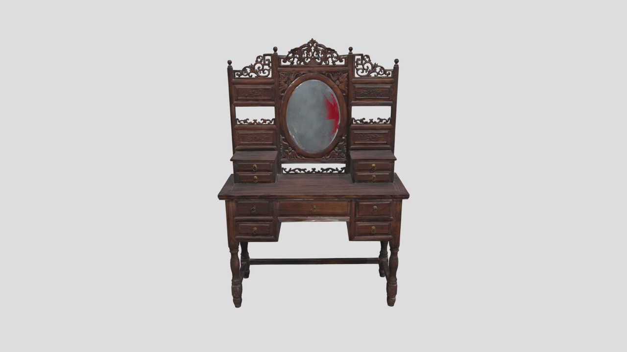 Media 1 for listing Oriental Ancient Wooden Dressing table