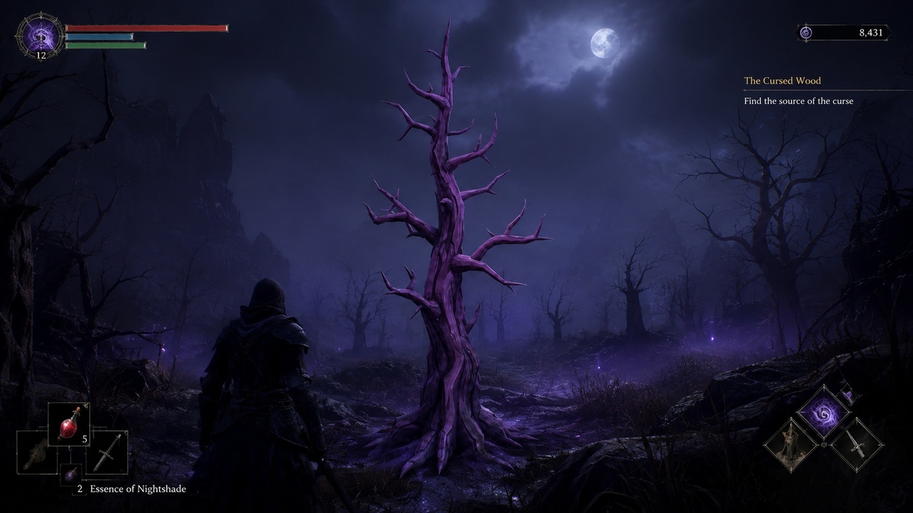 Media 1 for listing Withered Shadow Tree – Stylized Fantasy Dead Tree