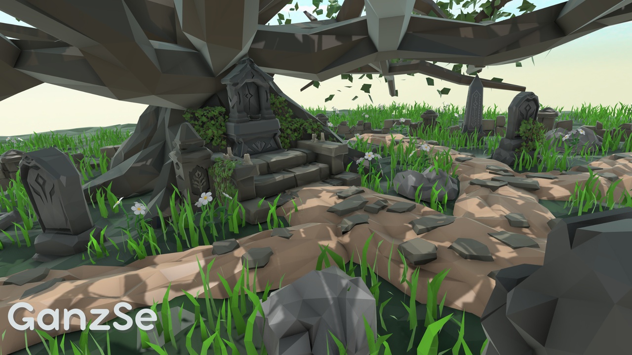Media 1 for listing GanzSe Sacred Graveyard - Stylized Low Poly Environment