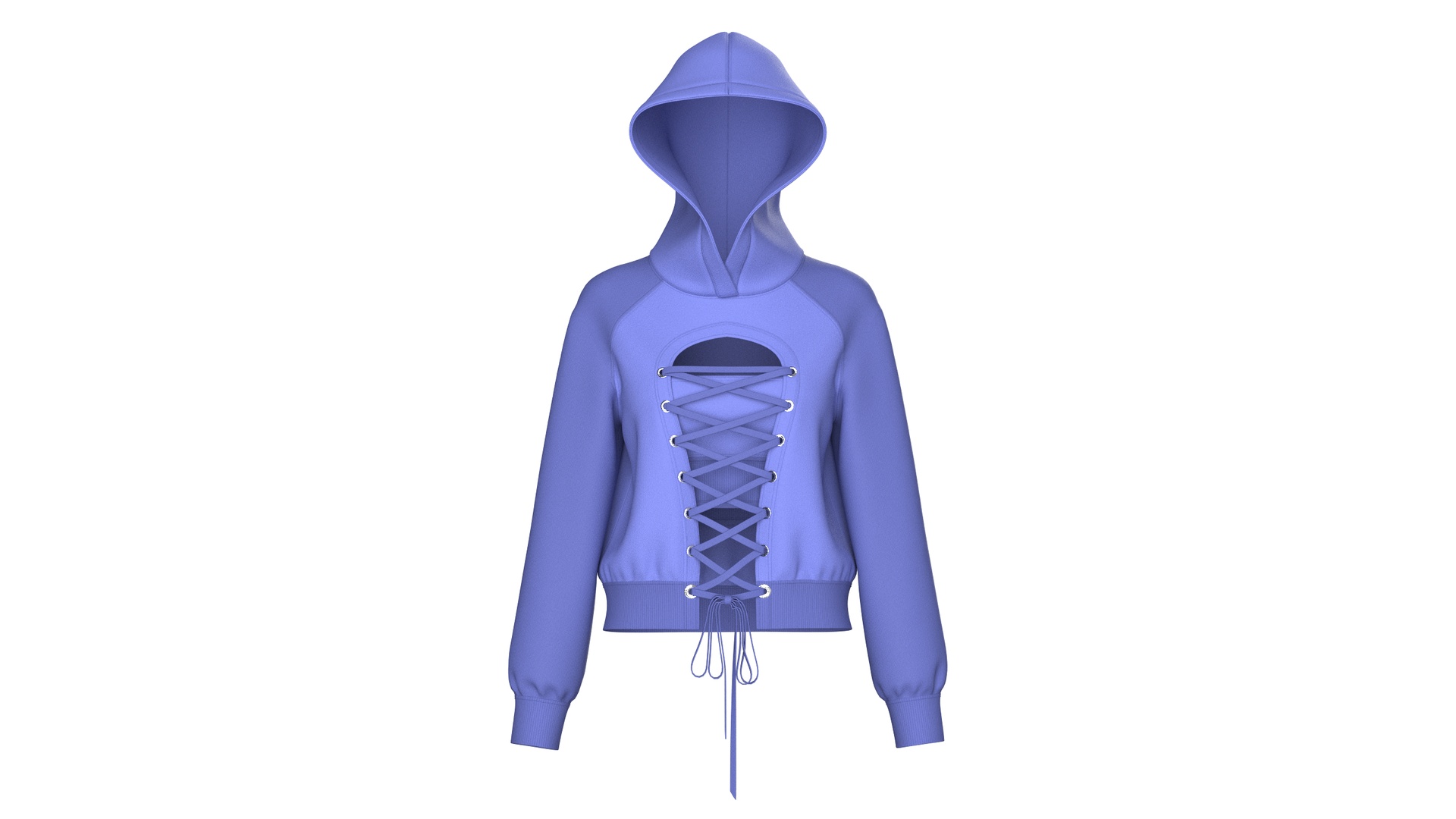 Media 1 for listing Girls Blue Hoodie With Front Lace - Up | High Poly