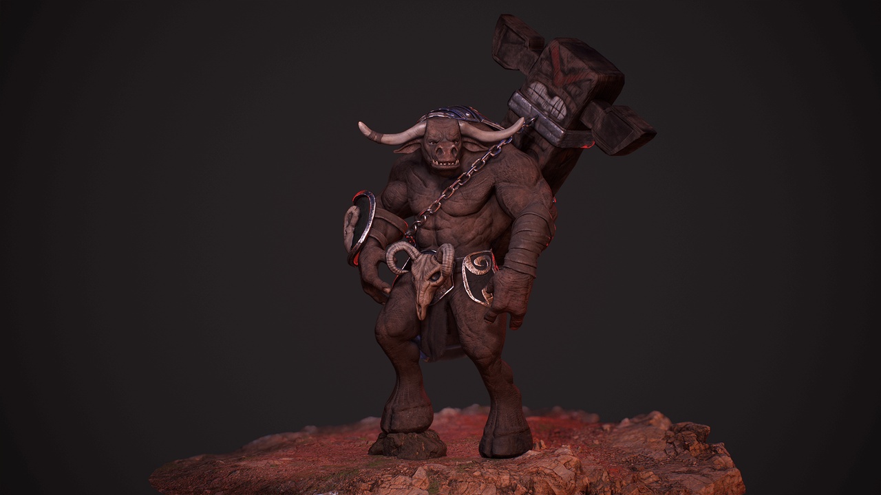 Modular Minotaur Monster, Knight, Warrior Dungeon RPG Enemy Armor Boss Character 제품 등록을 위한 미디어 1개