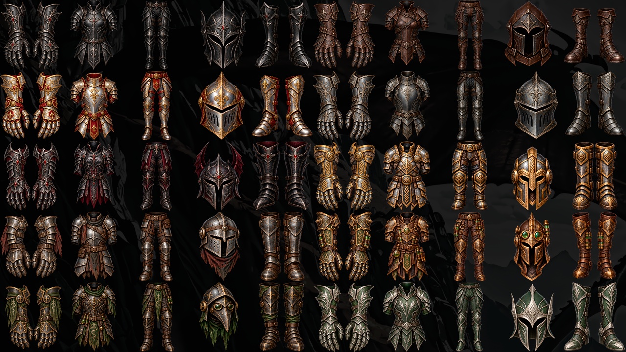 Media 1 for listing 125 Medieval Armor Icons - Fantasy RPG Collection