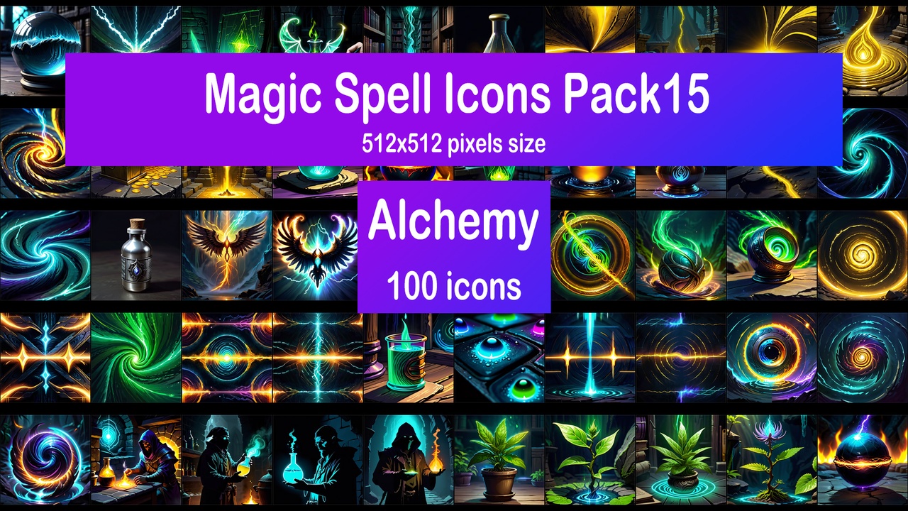 Media 1 for listing Magic Spell Icons Pack15 - Alchemy