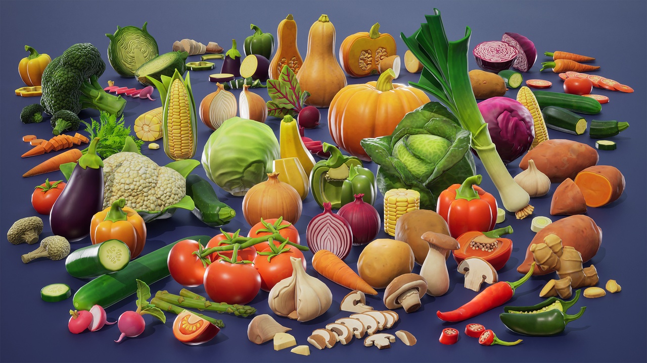 Media 1 for listing Stylized Food: Vegetables - Unreal Engine