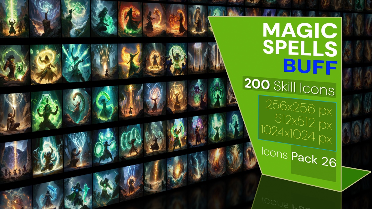 商品 200 Magic Spell Icons Pack 26 - Buff 的媒体 1