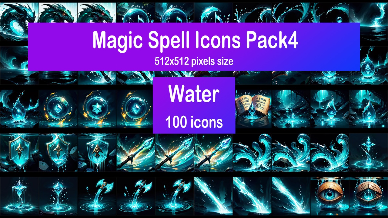 Media 1 for listing Magic Spell Icons Pack4 - Water