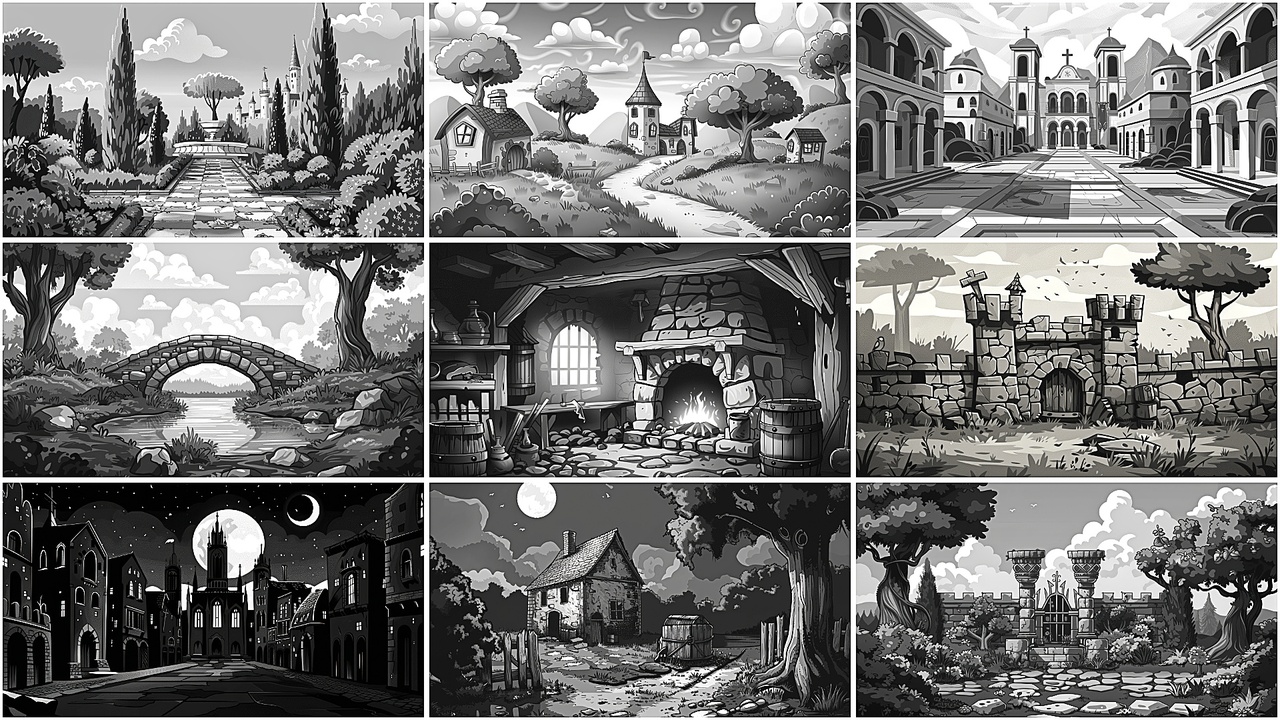 Media 1 for listing BACKGROUND - Vintage Cartoon Medieval 2