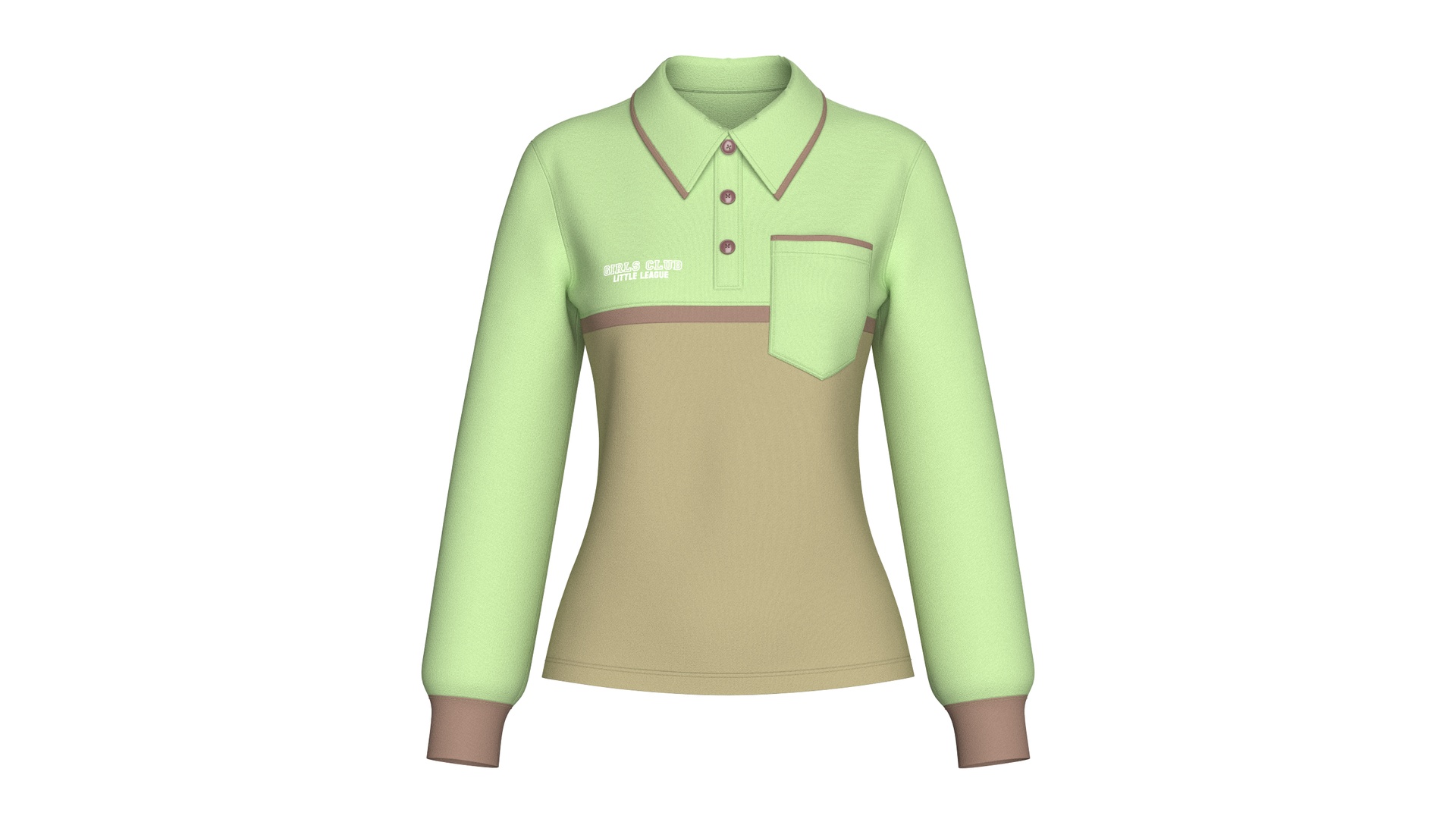 Media 1 for listing Girls Color Blocked Long - Sleeve Polo Shirt | High Poly