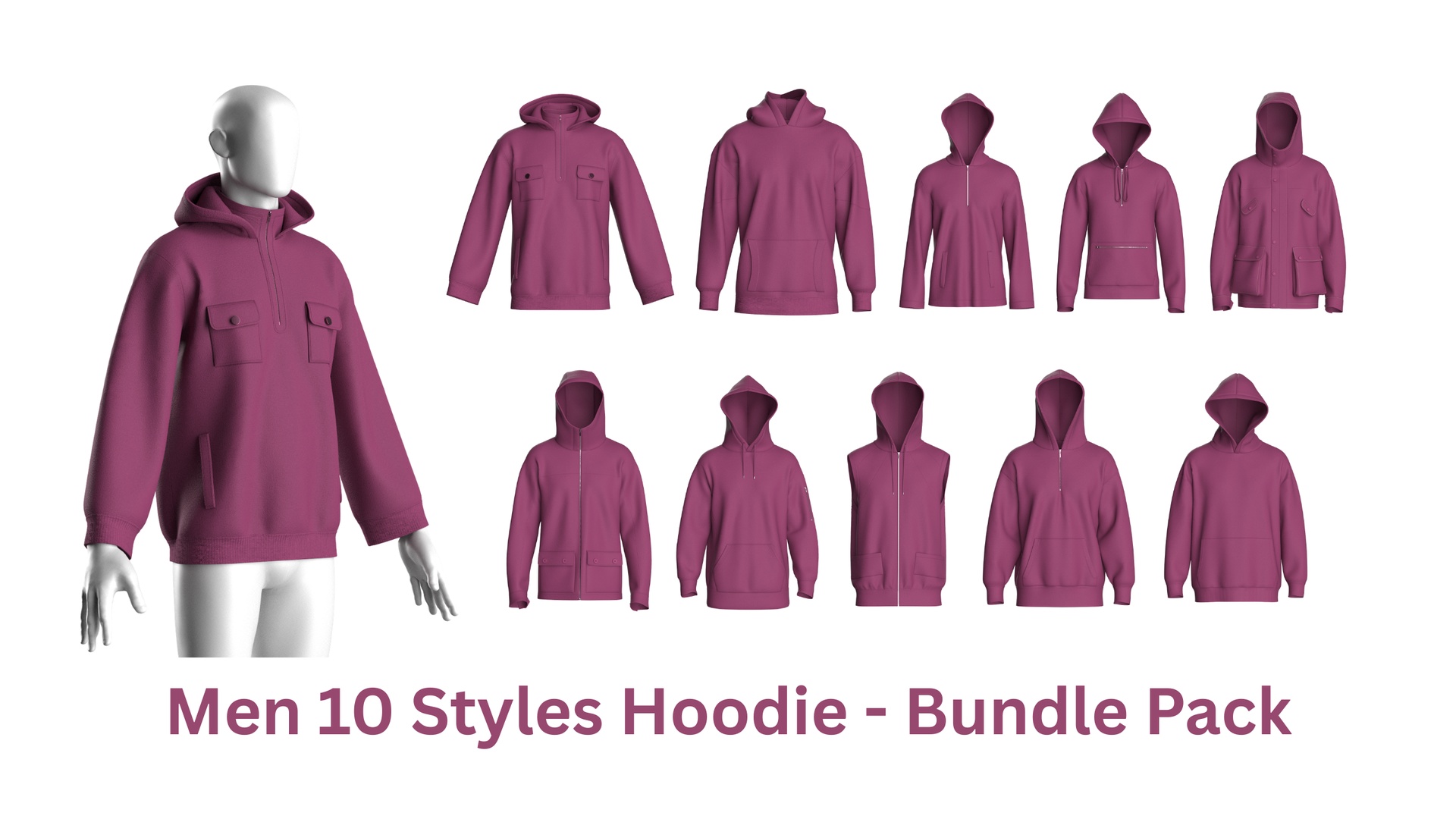 Media 1 for listing Men 10 Styles Hoodie - Bundle Pack | High Poly
