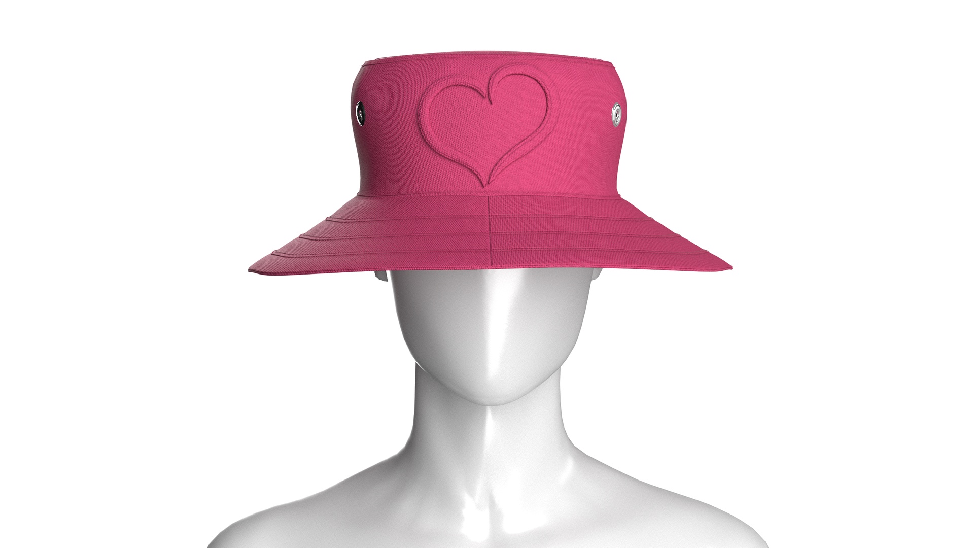 Media 1 for listing Girls Bucket Hat With Embossed Heart Detail | High Poly