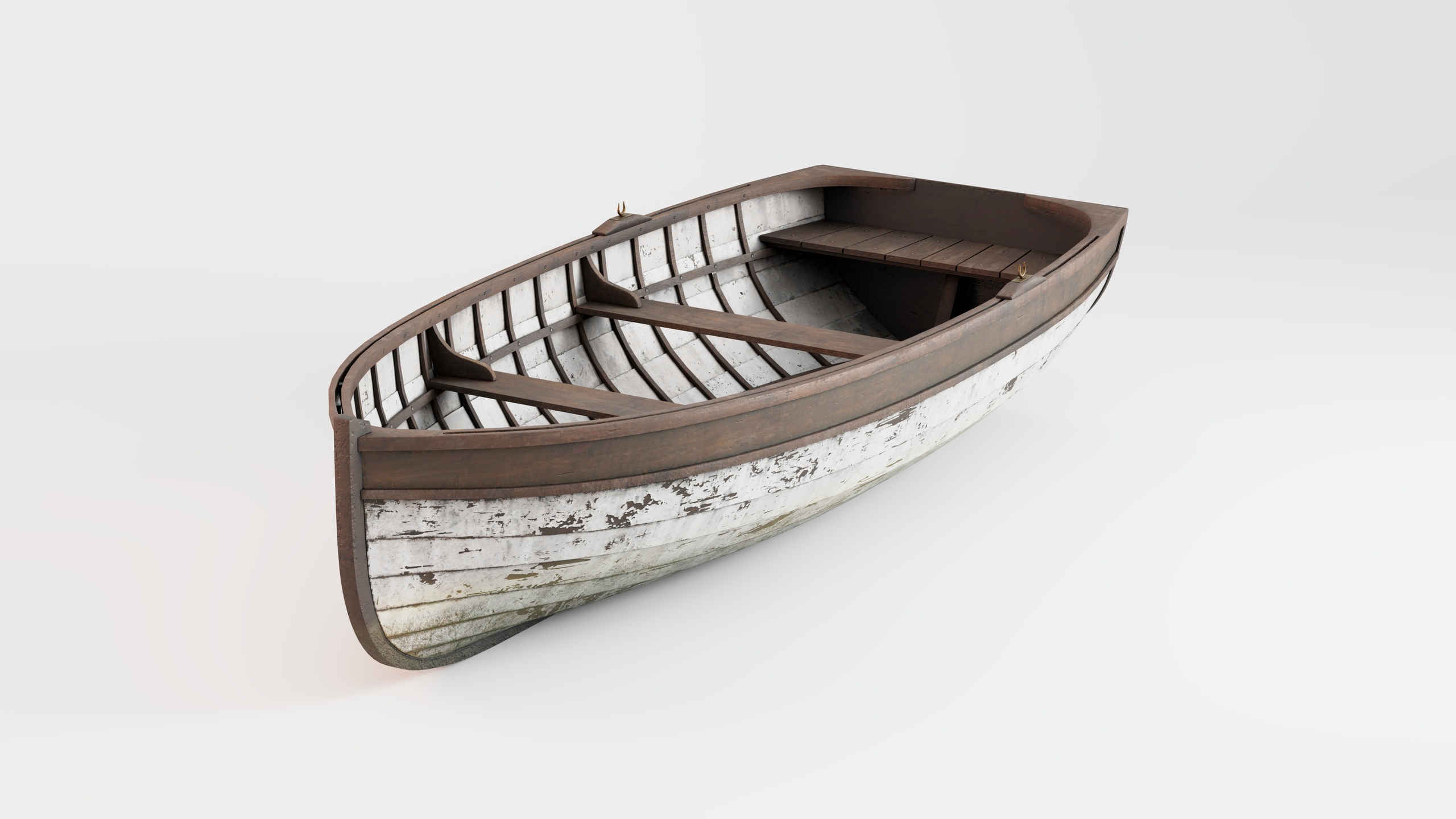 Media 1 for listing Wooden Boat - Old Used Damaged - Rowboat Whitehall Style