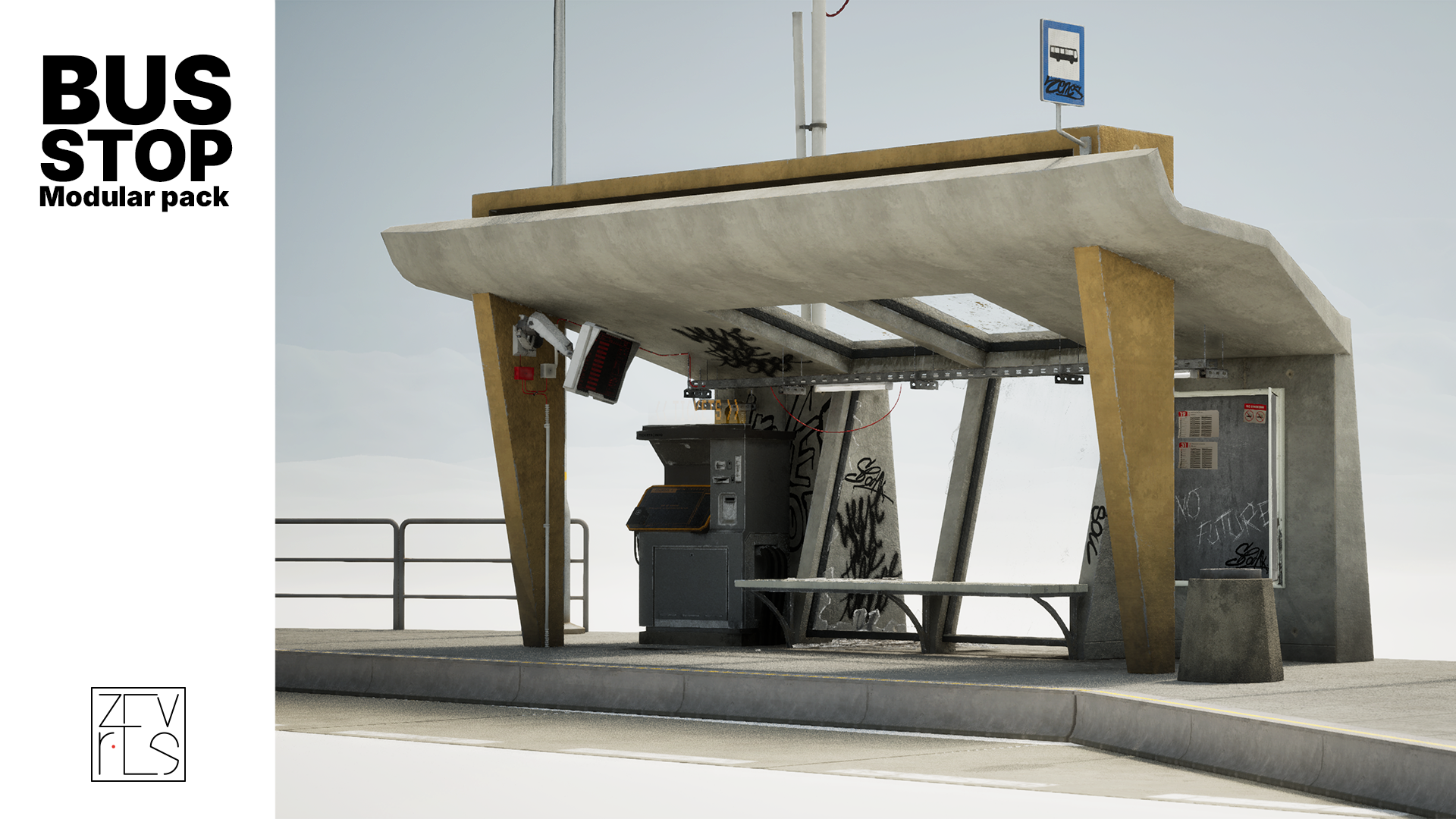 Stop Pack Bus Stop - Modular asset pack | Fab