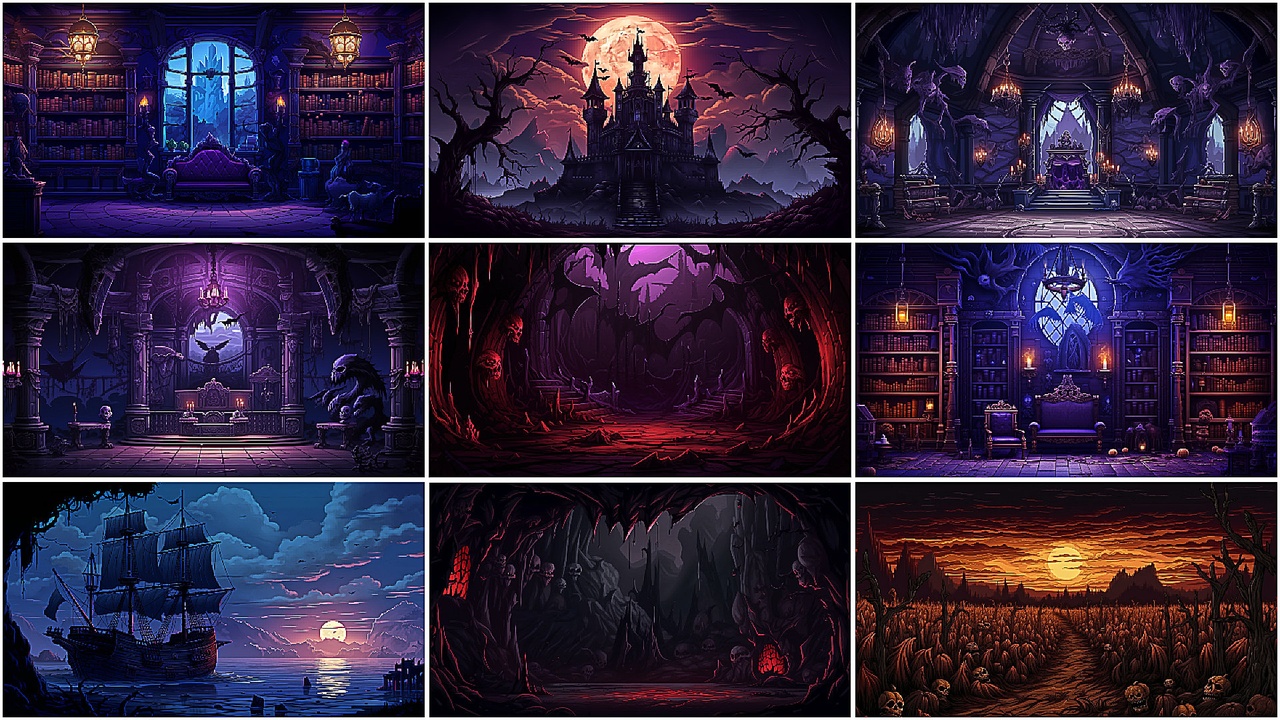 Media 1 for listing BACKGROUND - Pixel Halloween 2