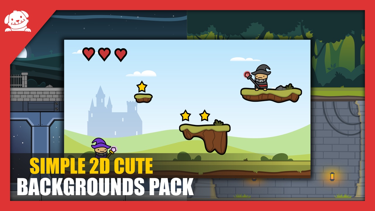 Media 1 for listing Simple 2D Cute Backgrounds Pack (5 Environments + PNG + SVG)