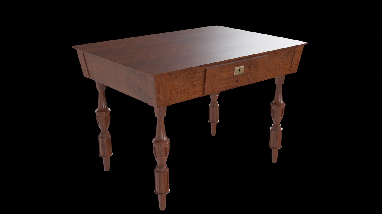 Media 1 for listing Vintage Wooden Table Free 3D Model BLEND