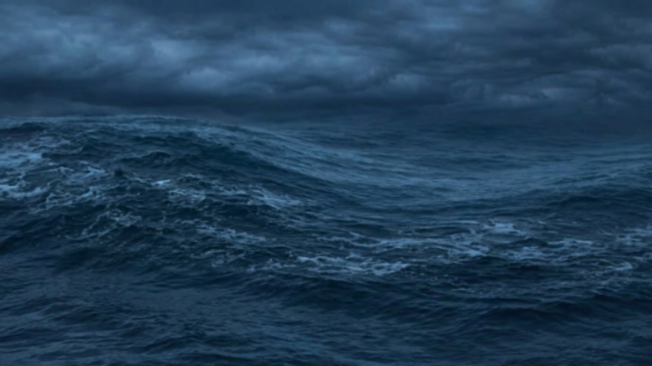 Media 1 for listing Dark Night Ocean Waves Animation Loop | Stormy Sea VFX | 4K Water Motion