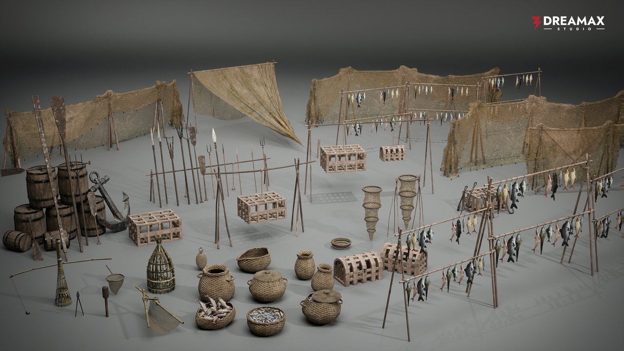 Média 1 pour l'article Medieval Fishing Props – Tools & Traps Pack Vol. 1