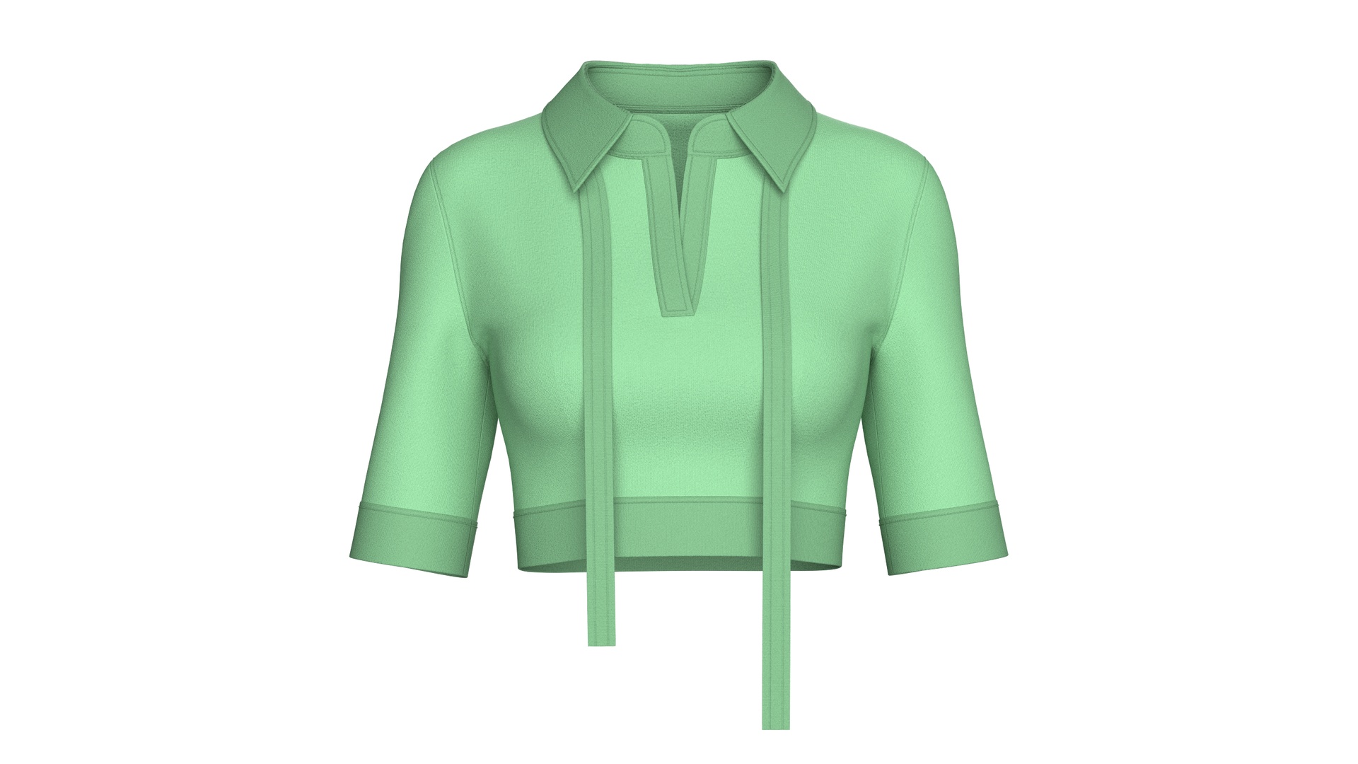 Media 1 for listing Girls Open Collar Tie Detail Crop Polo Top | High Poly